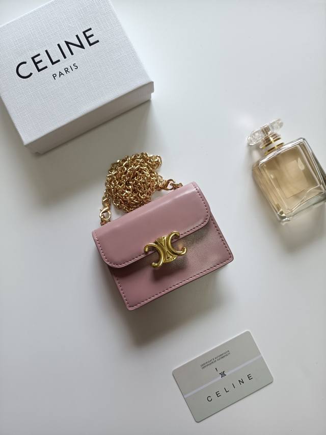 Celine new chain Triomphe business card bag, can be cross-body, classic pattern