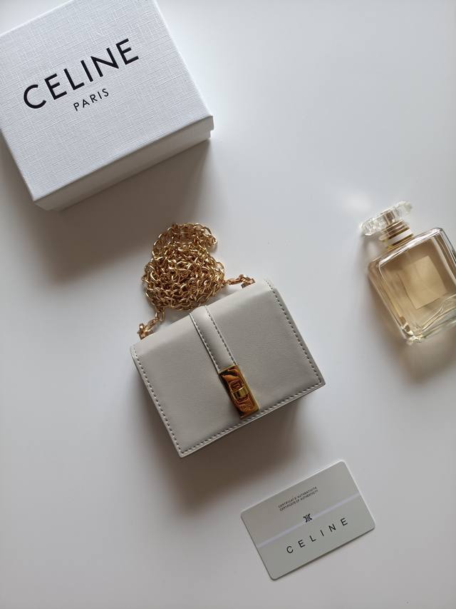 Celine latest chain card holder, Triomphe flap chain card holder, can be carried