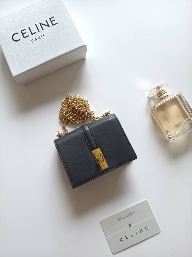 Celine latest chain card holder, Triomphe flap chain card holder, can be carried