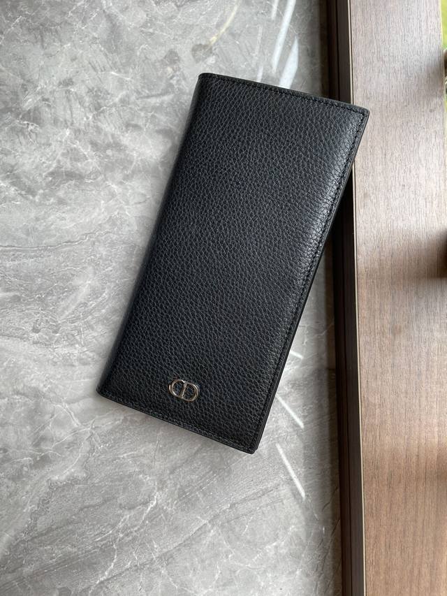 Dior Men's suit clip, black grained cowhide, vertical bifold design, with "Cd Lc