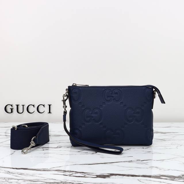 counter quality, original leather, model number 761747 blue embossed large G si