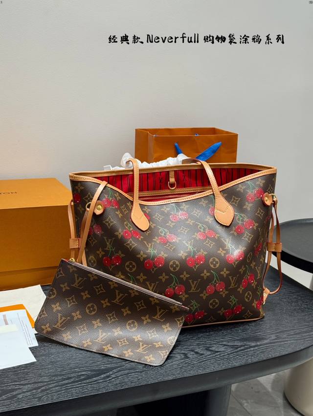 Lv Cherry Series Neverfull Shopping Bag 25Ss Takashi Murakami Co-branded Series