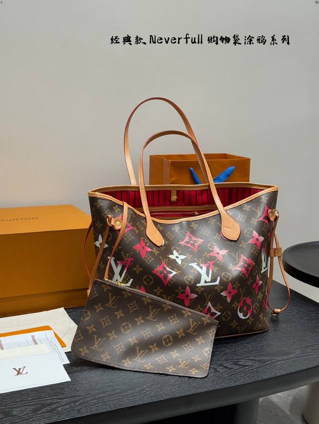 Lv Print Series Neverfull Shopping Bag 25Ss Takashi Murakami Joint Series Tote A