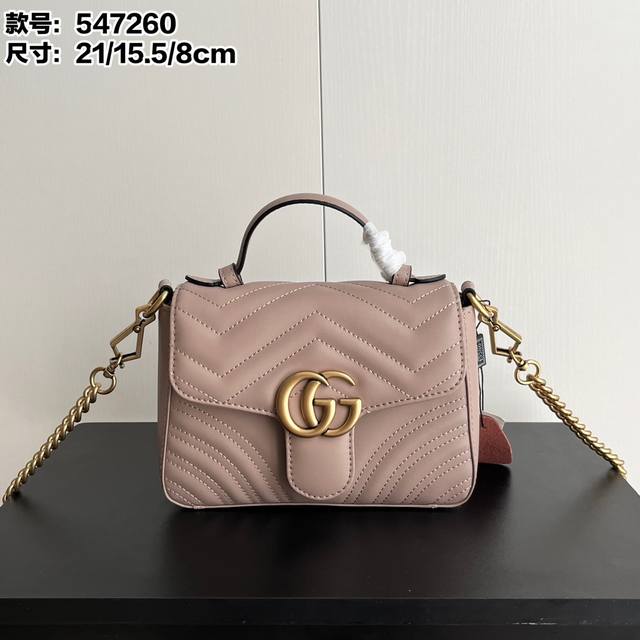 Real shot# Model number: 547 Size: 21*15.5*8Cm Gg Marmont Mini messenger bag is