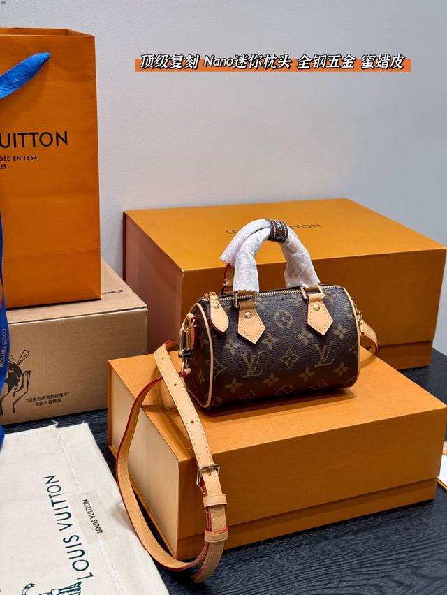 Full gift box Top replica all-steel hardware Lv Nano Speedy Mini pillow bag is r
