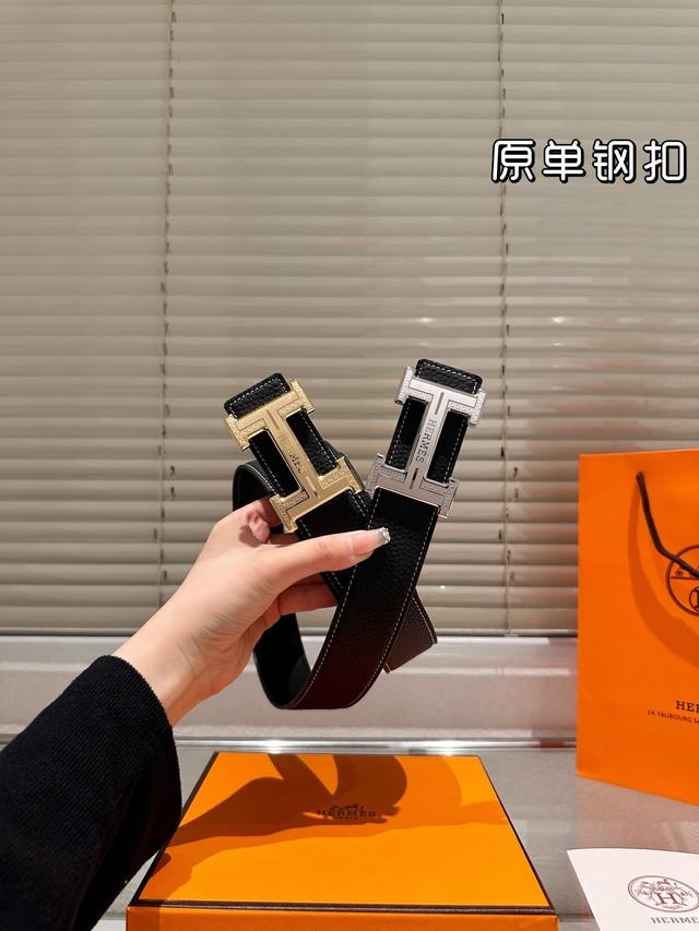 steel buckle High version! Belt Hermes leather belt ~ the most popular version