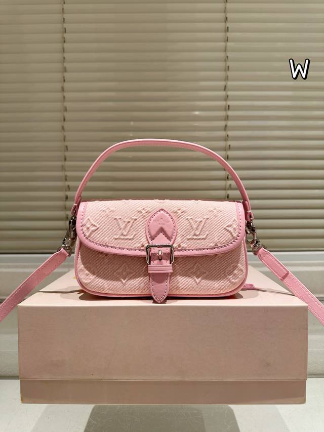 Denim Mini Lv Nano Diane Cowhide Underarm Baguette Bag Full Steel Hardware Full