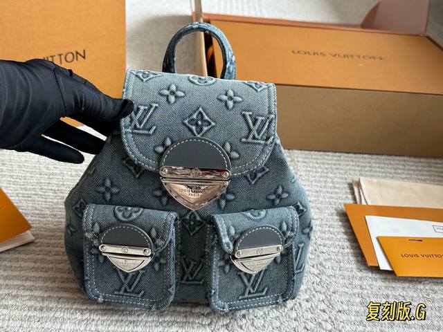 Replica edition Size: 20*20Cm Lv denim backpack Top original with gift box Origi