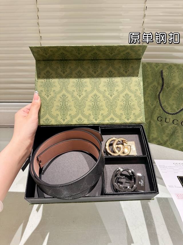 Double-headed steel buckle High version! Gucci leather belt ~ the most popular v
