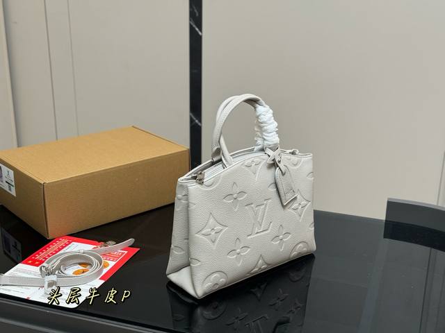 with folding box airplane box LV black soft grain cowhide handbag shoulder bag