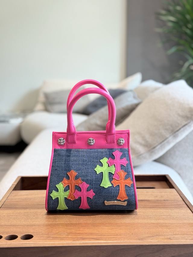 Handbag mobile phone bag Chromehearts Miami limited Denim patchwork leather came
