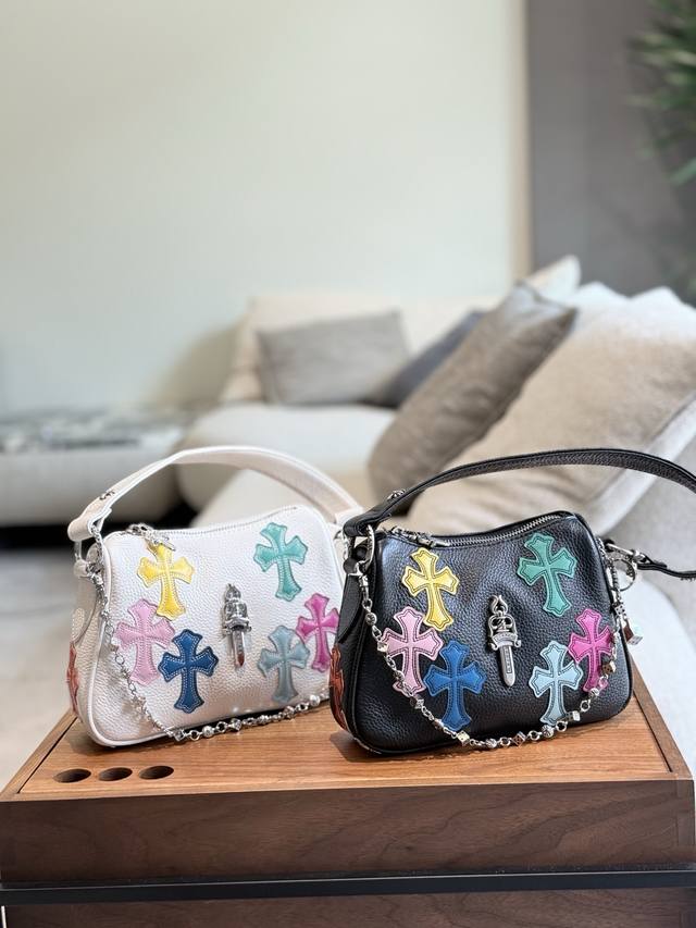 Chrome Hearts Color Cross Chicken Nuggets Bag Cowhide 22cm with Box DDD