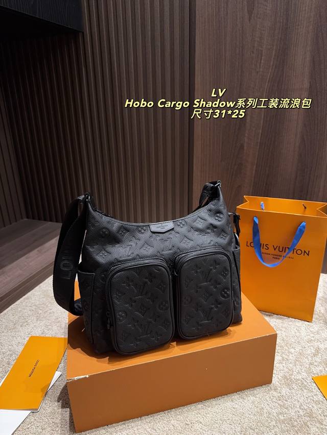 Box size 31*25 Lv Hobo Cargo Shadow series workwear hobo bag Lv Popular crossbod