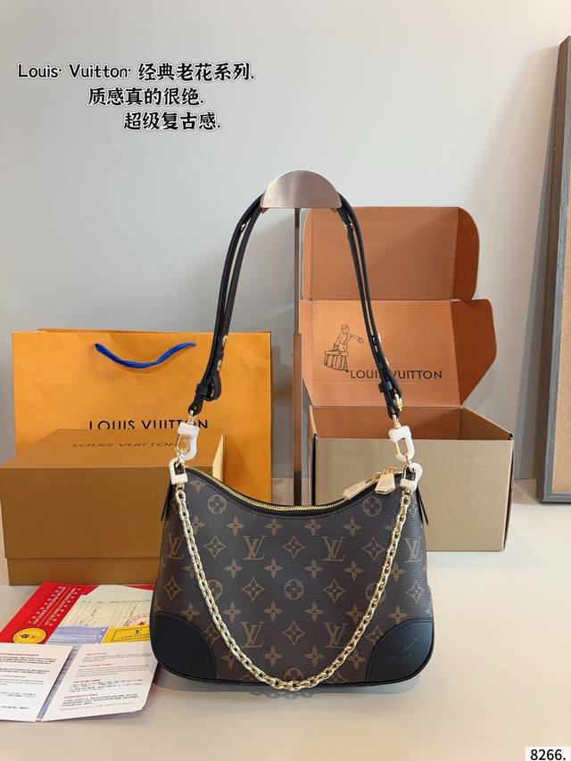 with gift box. Lv old flower horn bag single shoulder crossbody old vintage bag