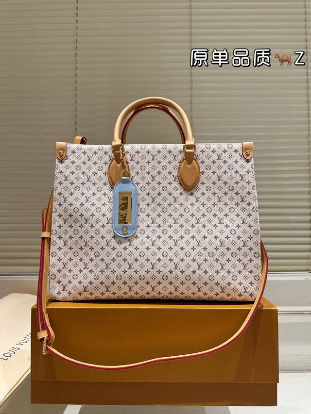 Cowhide version Lv Onthego 35Cm printed jungle bag folding gift box original qu