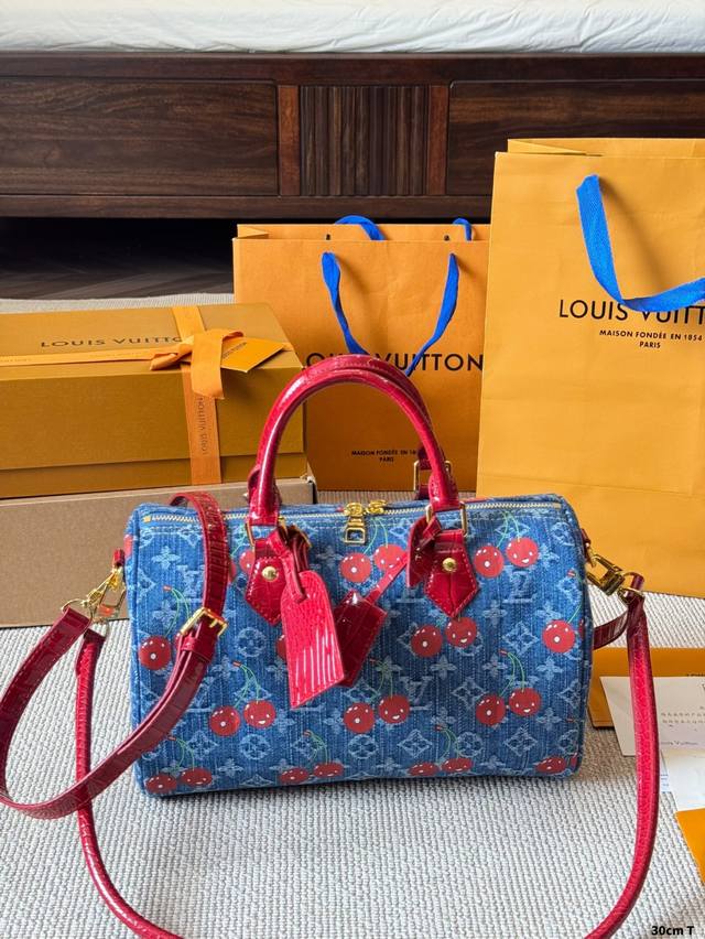Lv Cherry Denim Soft Speedy 30 Pillow Bag Lv Speedy 30Cm Pillow Bag No matter th