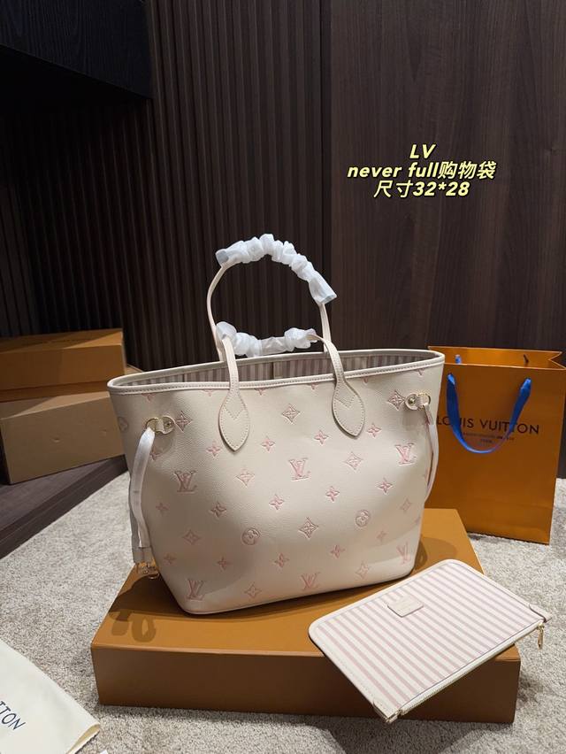 Full set package size 32*28 Lv Neverfull shopping bag The design of the Neverful