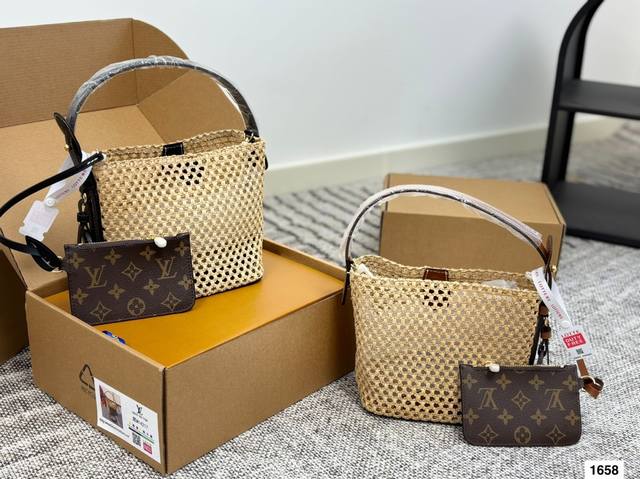 airplane box folding box Lv beautiful woven bucket bag It's summer to carry Lv