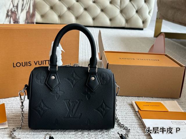 First layer cowhide with box Size: 20*14Cm L home Ss23 Speedy 20 Let's feel the