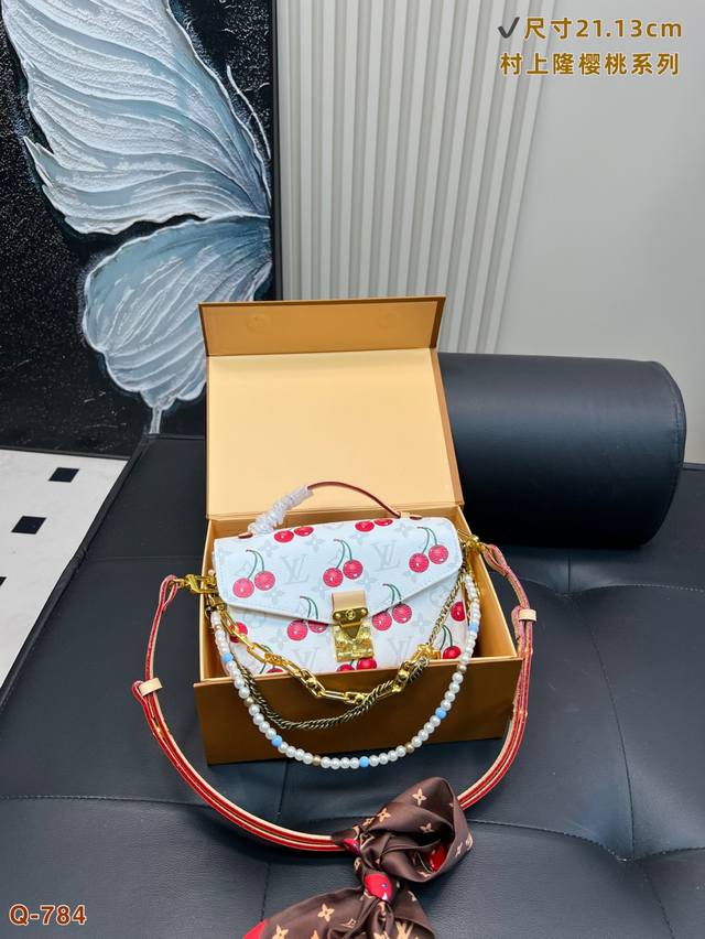 with folding box Lv Pochette Ew Takashi Murakami co-branded cherry I love too m