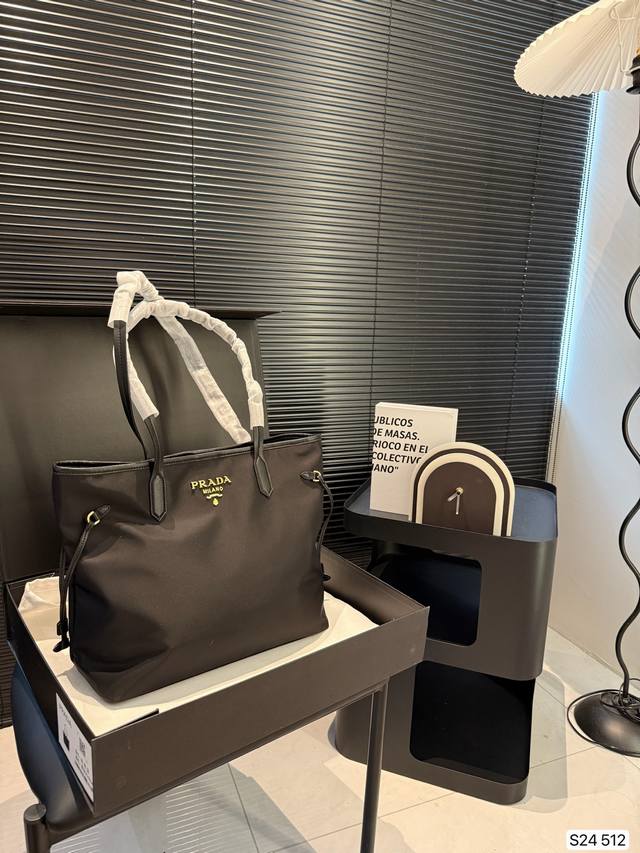 with box Prada shopping bag Prada tote bag 24 new triangle label simple style g