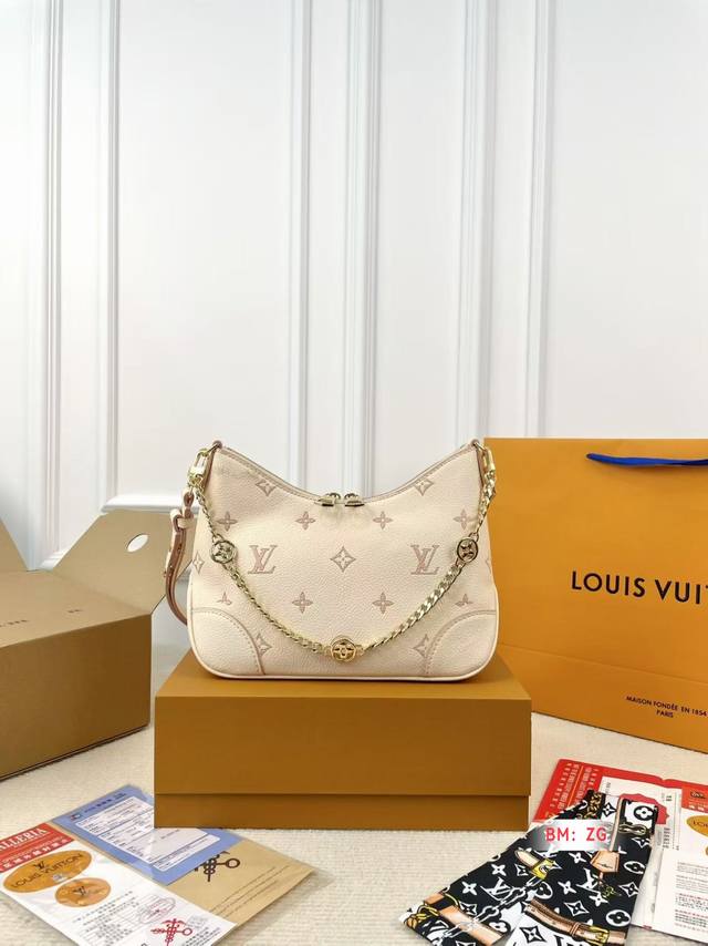 with folding gift box Lv 2025 new Boulogne croissant bag zipper old flower leat