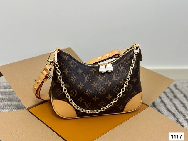 165 chip gift box croissant bag Lv old flower croissant bag single shoulder cros