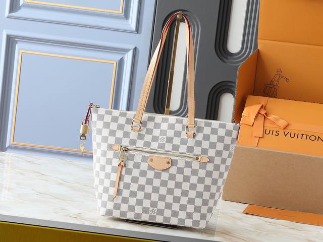 Large, Small Upgraded original Iena Mm handbag 41013 Coffee 40040 White check 4