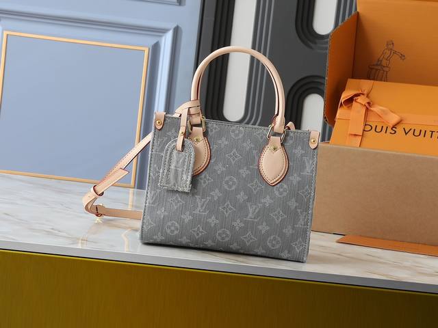 Upgraded original M14633 M46373 Blue denim square bag This Onthego small handba