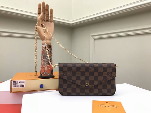 Factory P price top original N63032 brown Pochette Felicie handbag This Pochette