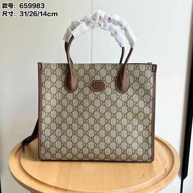 Real shot# Model 659983 Size 31X26X14Cm Gucc1 Retro Shopping Bag Classic Shoppin