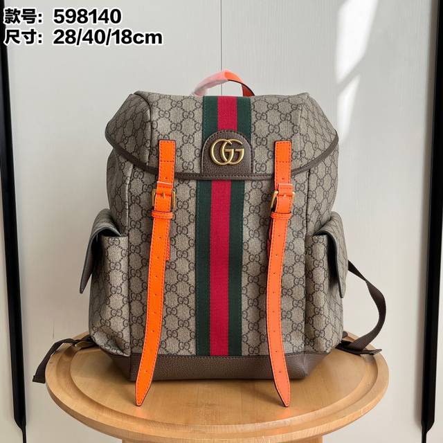 Real shot# Model: 598140 Size: 28.40.18Cm Gg Supreme Backpack High-grade synthet