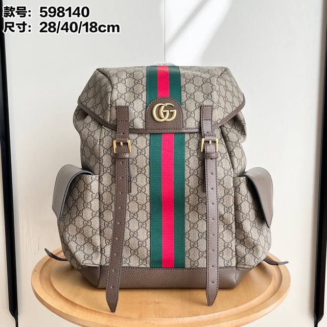 Real shot# Model: 598140 Size: 28.40.18Cm Gg Supreme Backpack High-grade synthet