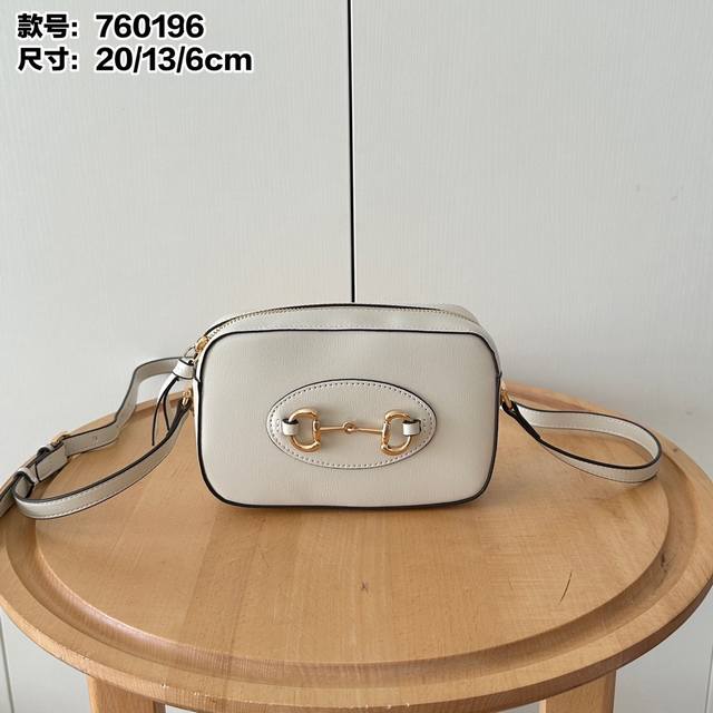 Real shot# Model number: 760196 White leather Size: 20136Cm Camera bag Classic h
