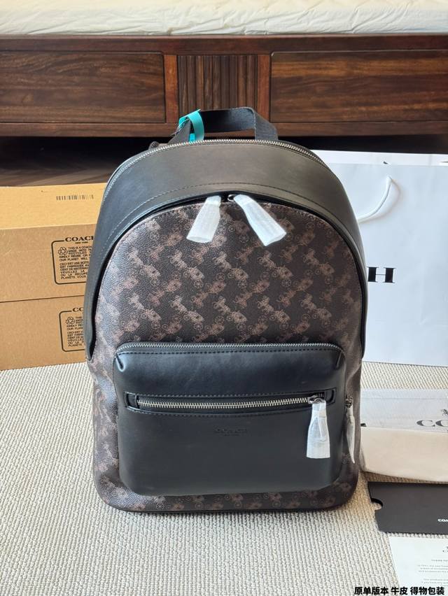 top quality original cowhide Coach West 35 Backpack | Carriage Logo Full leathe