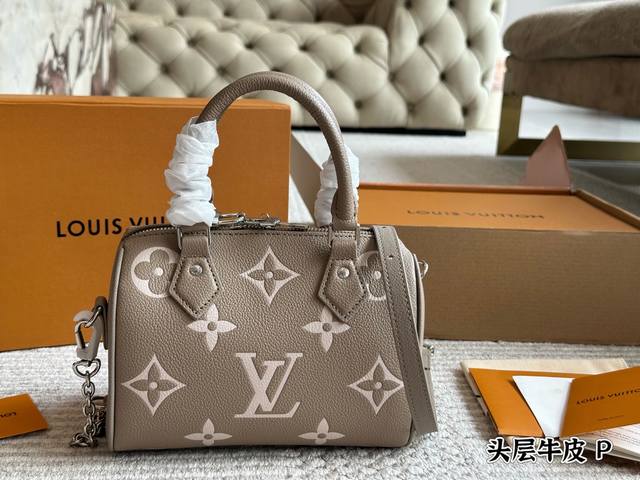 First layer cowhide with box Size: 20*14Cm L home Ss23 Speedy 20 Let's feel the