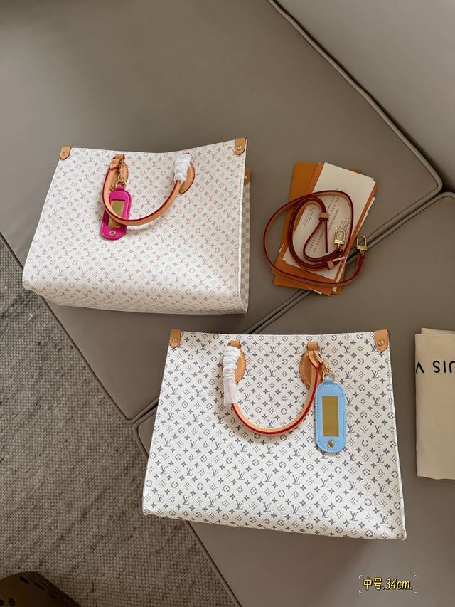 with box Size: 34*26Cm L's Onthego dune color shopping bag 25Fw New Onthego So