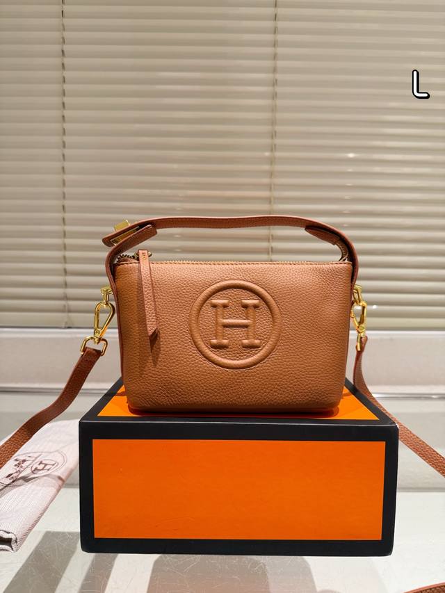 Hermes lunch box bag with gift box Original leather top layer leather recommend