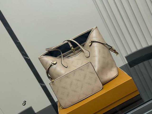 with box Size: 32 bottom * 28 height Cm Lv Neverfull medium shopping bag! Hardc