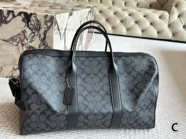 Coach] Coach Venturer45 black monogram Large capacity travel bag Travel bag with
