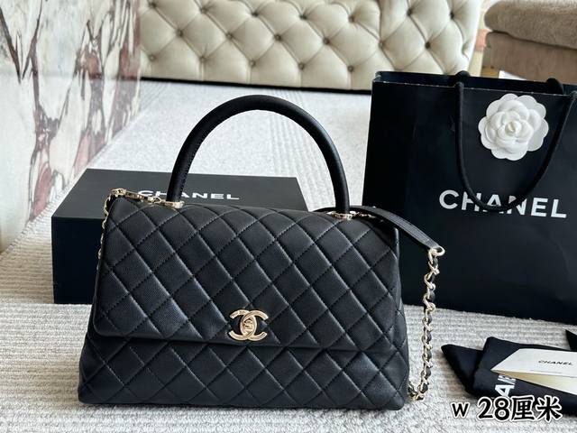 with box Size: 28*18Cm Xiaoxiangjia Coco Handle handbag High version upgraded v