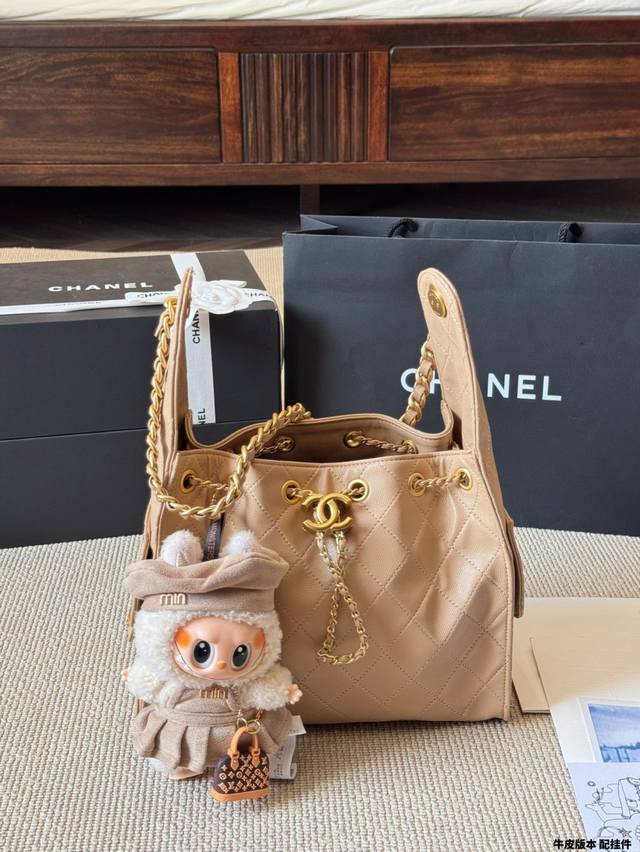 Cowhide version caviar pattern with pendant Chanel 25S Cowhide Hobo bag Chanel
