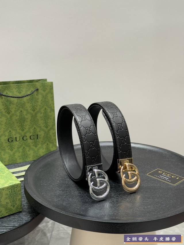 with gift box, handbag and invoice Gucci all-steel belt high version original c