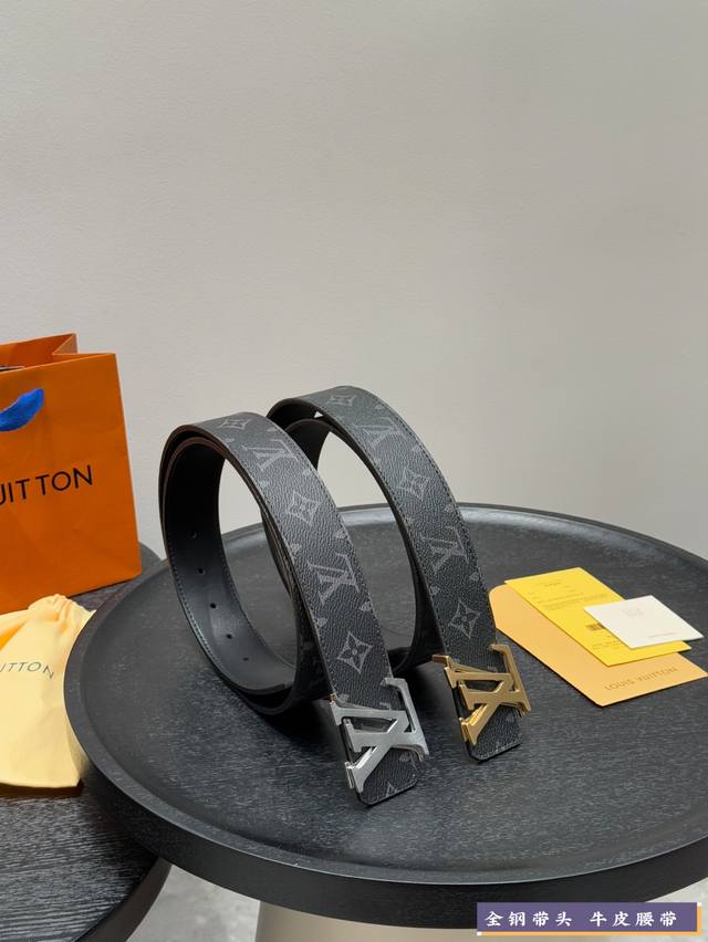 with gift box, handbag and invoice Lv all-steel belt high version original cowh