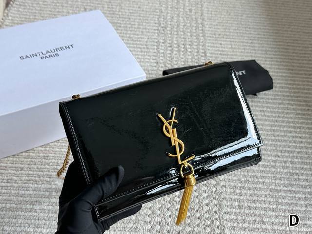 with box Size: 24 16Cm Ysl Woc envelope bag Kate patent leather with very textu