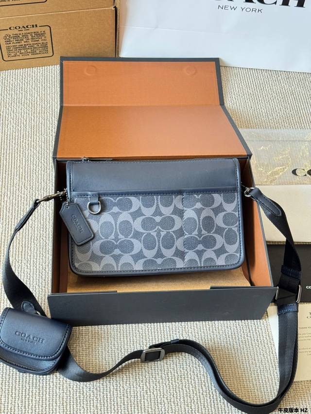 cowhide version Coach Heritage Classic Logo 2-in-1 Men's Bag Men's Messenger Bag