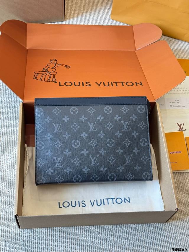 cowhide version Lv Louis Vuitton classic old flower men's Pochetteapollo handbag