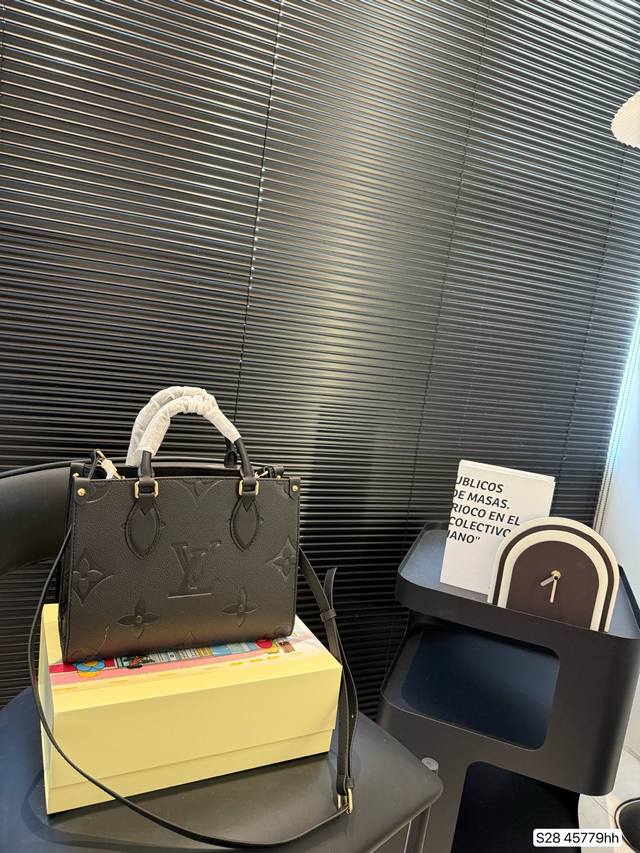 with folding box Lv embossed tote is versatile and practical, sweet or salty, c