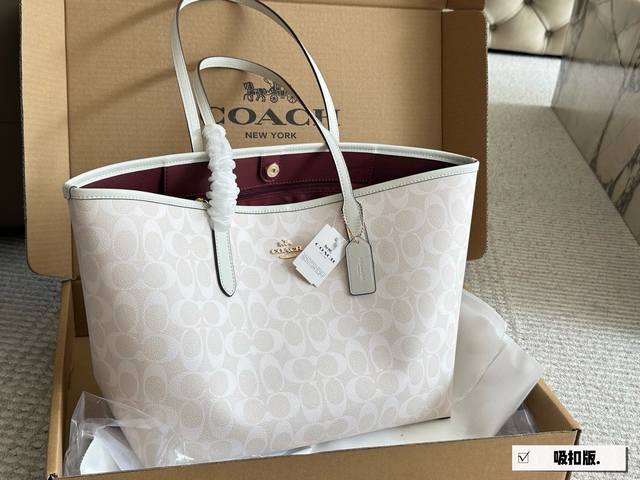 with boxSize: 35*27Cm Coach single-sided City tote bag with buckle Classic Logo