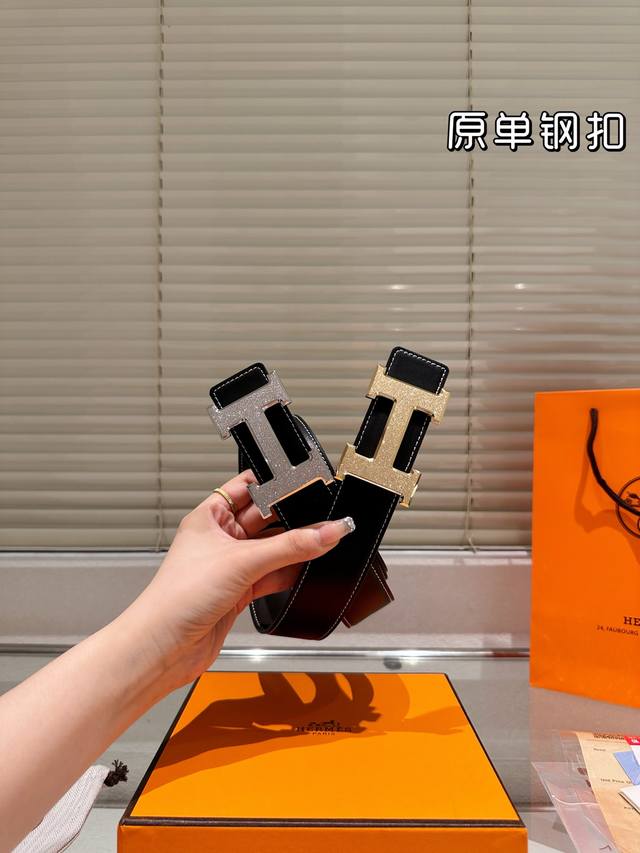 steel buckle High version! Belt Hermes leather belt ~ the most popular version